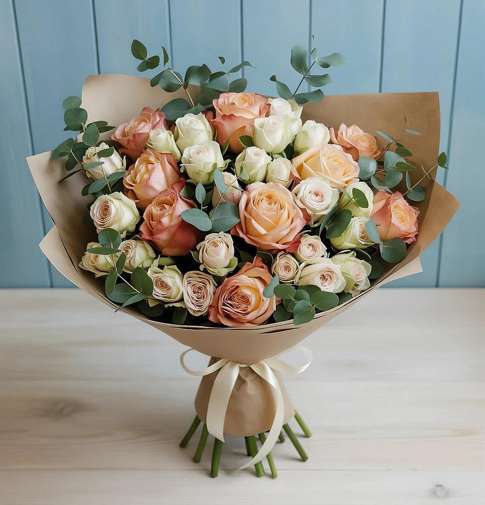 Букет цветов из: Альстромерии и Розы в Лермонтове