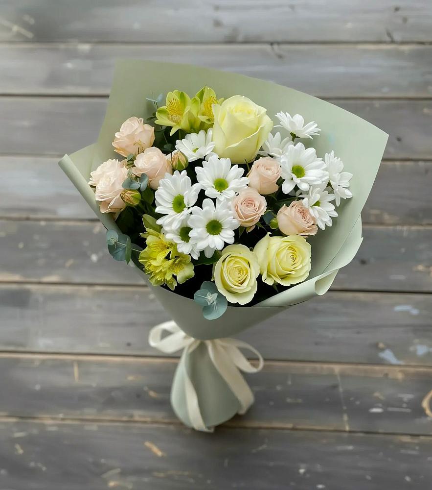 Букет цветов из: Альстромерии, Розы и Хризантемы в Лермонтове