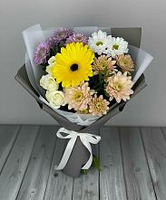 Букет цветов из:  Розы, Герберы и Хризантемы в Лермонтове