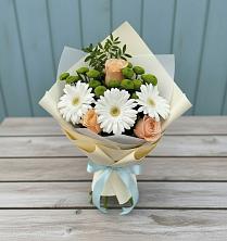 Букет цветов из:  Герберы, Розы и Хризантемы в Лермонтове