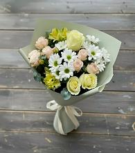 Букет цветов из:  Альстромерии, Розы и Хризантемы в Лермонтове